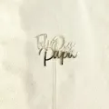 Topper per torta Feliz Dia Papa in acrilico argentato per la festa del papà. - Buon compleanno in spagnolo stile 1 argento (con asta in acrilico trasparente)