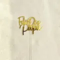 Decorazione topper torta Feliz Dia Papa in acrilico dorato dettagli festa papa - Buon compleanno in spagnolo stile 1 oro (con asta in acrilico trasparente)