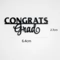 Black Acrylic Graduation Cake Topper Variant - CONGRATS Grad Style Cupcake Decoration - Black Congrats Grad Sign