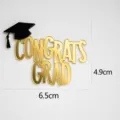 Acrylic graduation cake topper gold congrats grad cap cupcake decor party supply - CONGRATS GRAD (Gold and Black)