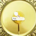 Acrylic Happy Birthday cake topper with gold lines and cotton candy design for party decor. - Flower Gold Birthday