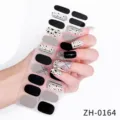 Black and grey nail wrap stickers variant with dot and line design for stylish manicure. - Black and White Polka Dot Geometric Style (ZH-0164) / Press-on Nails and Nail File
