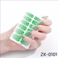Pegatinas de uñas de cuadros verdes brillantes cobertura completa variante de manicura - ZK-0101