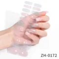 Gradient pink glitter nail wraps with star patterns 3D gel nail stickers for manicures. - Pink Starry Glitter Style (ZH-0172) / Press-on Nails and Nail File