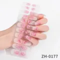 Gradient pink flower nail wraps 3D white floral nail art stickers for women manicures - Pink Gradient White Floral Style (ZH-0177) / Press-on Nails and Nail File