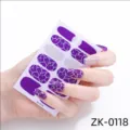 Pegatinas de uñas con patrón agrietado morado brillo manicura completa para mujeres - ZK-0118