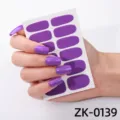 Purple solid color nail wraps full cover adhesive nail stickers for daily manicure decor variant - ZK-0139