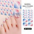 Pegatinas de uñas de los pies con purpurina degradada azul y rosa para un estilo elegante - Estilo ZF-0337 / Uñas postizas y lima de uñas