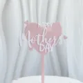 Adorno de pastel de acrílico rosa para el Día de la Madre con diseño de corazón blanco. - Corazón Rosa Happy Mother's Day