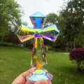 Adorno de cruz de cristal europeo decoración de mesa de vidrio aurora para hogar oficina - Cruz de color AB / 100*155MM