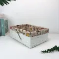 Panier de rangement tressé blanc avec doublure en tissu, idéal pour organiser et décorer la maison. - Blanc Grand / Blanc