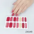 Red pink gradient nail wraps glitter heart nail stickers elegant finger nail art deco - Z/A549