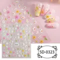 Adesivi per nail art in rilievo 5D con graziosi fiori margherite e tulipani per unghie. - 5D-0323