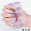Purple glitter nail wraps with cute butterfly and plaid designs for trendy manicures. - ZE-0520 Butterfly Grid / Press-on Nails and Nail File