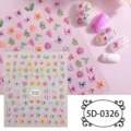 Adesivi per unghie goffrati 5D con fiori graziosi, margherite e farfalle per nail art. - 5D-0326