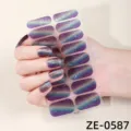 Glitter kattenoog nagelstickers paarse verloop shimmerende nagelkunst voor vrouwen - ZE-0587 / Kunstnagels en nagelvijl