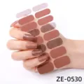 Bandes de vernis à ongles unies et pailletées, autocollants d'ongles marron minimalistes. - ZE-0530 / Marron Pailleté