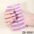 Verloop roze blauw kattenoog nagel folie glitter nagelsticker set voor manicure - ZE-0591 / Kunstnagels en nagelvijl