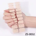 Nude gold flake nail wraps, 20 tips self-adhesive semi cured gel nail polish stickers for women - Nude Gold Foil(ZS-0032)