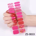 Pink floral nail wraps 20 tips adhesive nail polish stickers for women daily use - Pink Floral(ZS-0033)