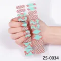 Adhesive nail wraps 20-tips full coverage gel nail stickers with trendy checkered flame floral - Checkerboard Flame(ZS-0034)