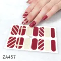 Red and gold striping nail art stickers, glossy and glitter variant sheet for manicure design. - Z/A457