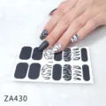 Black and white zebra print nail stickers with matte finish variant for chic trendy finger nail art. - Z/A430
