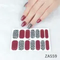 Leopard print nail wraps with burgundy and gold line accents, stylish DIY nail art stickers. - Z/A559