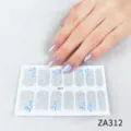 Blue daisy silver glitter nail stickers for women stylish press on nail art decorations - Z/A312