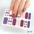 Charming purple pink plaid nail wraps set, stylish geometric press on nail stickers for women. - Z/A162