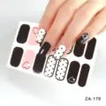 Black and pink polka dot heart nail art stickers trendy design fashion manicure wrap. - Z/A179