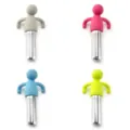 Silicone little man tea infuser with stainless steel mesh strainer, 4 colorful loose leaf filters - Coarse Mesh / Gray