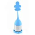 Infuseur à thé en silicone et acier inoxydable, filtre à thé mignon bonhomme en pain d'épices. - Style 1 / Bleu