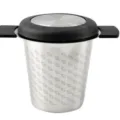 Infuseur à thé en acier inoxydable avec couvercle et poignées en silicone noir. - Noir