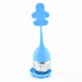 Infuseur à thé bonhomme en pain d'épices silicone bleu filtre en acier inoxydable - Style 2 / Bleu