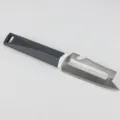 Multi-functional fruit vegetable peeler with grey handle and stainless steel blade. - Fish-Shaped Graters