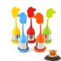Colorful silicone Christmas tree tea infuser with 304 stainless steel mesh filter for home - Santa Claus / Red