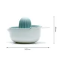 Portable manual citrus juicer in blue and white color, compact kitchen fruit squeezer tool - 147mm*85mm