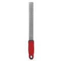 Stainless steel zester and cheese grater with red ergonomic handle, kitchen tool variant - Style 6