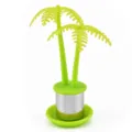 Infuseur à thé en silicone et acier inoxydable palmier vert avec soucoupe - Style Vert 1