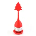Diffuseur à thé en silicone arbre de Noël rouge avec filtre en acier inoxydable. - Style 1 / Rouge