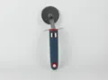 Stainless steel pizza cutter with ergonomic blue handle, durable wheel slicer kitchen tool. - Pizza Knife