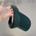 Sombrero Visera de Sol Estrás Verde Oscuro, Gorro Playa Vacío para Cola de Caballo de Mujer - Ajustable (56-58cm) / Verde