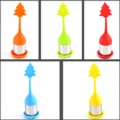 Christmas tree silicone tea infuser with 304 stainless steel mesh, multi-color variant. - Christmas Tree / Red