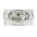 Stainless steel divided hot pot with glass lid, dual flavor soup pot for commercial home. - Flat Handles / 20cm