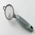 Stainless steel fine mesh strainer kitchen skimmer with green grey handle variant. - 304 Stainless Steel Small Skimmer