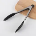 Stainless steel kitchen food tongs with black silicone tips for cooking, variant item. - Food Clip