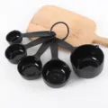 Set di misurini neri in plastica cucchiai da cucina utensili per cottura con anello - Set di 5 cucchiai dosatori in plastica