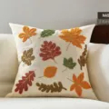 Dettaglio federa per cuscino ricamata con foglie d'acero, decorazione autunnale per la casa. - 45*45 (Senza Nucleo per Cuscino) / Foglia d'acero 01