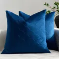 Nordic Velvet Pillow Cover Ginkgo Leaf Blue Cushion Case Decorative Sofa Bed Home Decor - Navy Blue Ginkgo Leaf Throw Pillow Cover